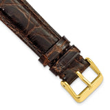 18mm Dark Brown Genuine Caiman Crocodile Gold-tone Buckle Watch Band