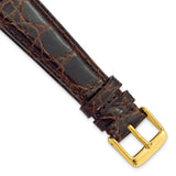 20mm Dark Brown Genuine Caiman Crocodile Gold-tone Buckle Watch Band