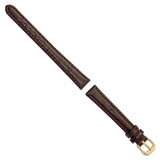 DeBeer 12mm Brown Ostrich Grain Leather with Gold-tone Buckle 6.75 inch Watch Band