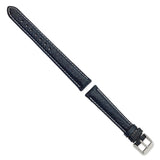 DeBeer 16mm Navy Sport Leather with White Stitching and Silver-tone Buckle 7.5 inch Watch Band