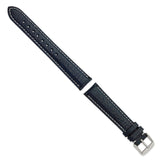 DeBeer 18mm Navy Sport Leather with White Stitching and Silver-tone Buckle 7.5 inch Watch Band