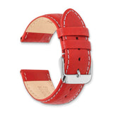 DeBeer 22mm Red Sport Leather with White Stitching and Silver-tone Buckle 7.5 inch Watch Band