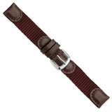 16mm Brown Army Style Nylon/Leather Steel Buckle Watch Band