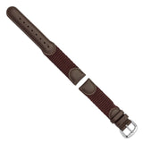 DeBeer 18mm Brown Army Style Nylon and Leather with Stainless Steel Buckle 7.75 inch Watch Band