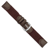 18mm Brown Army Style Nylon/Leather Steel Buckle Watch Band