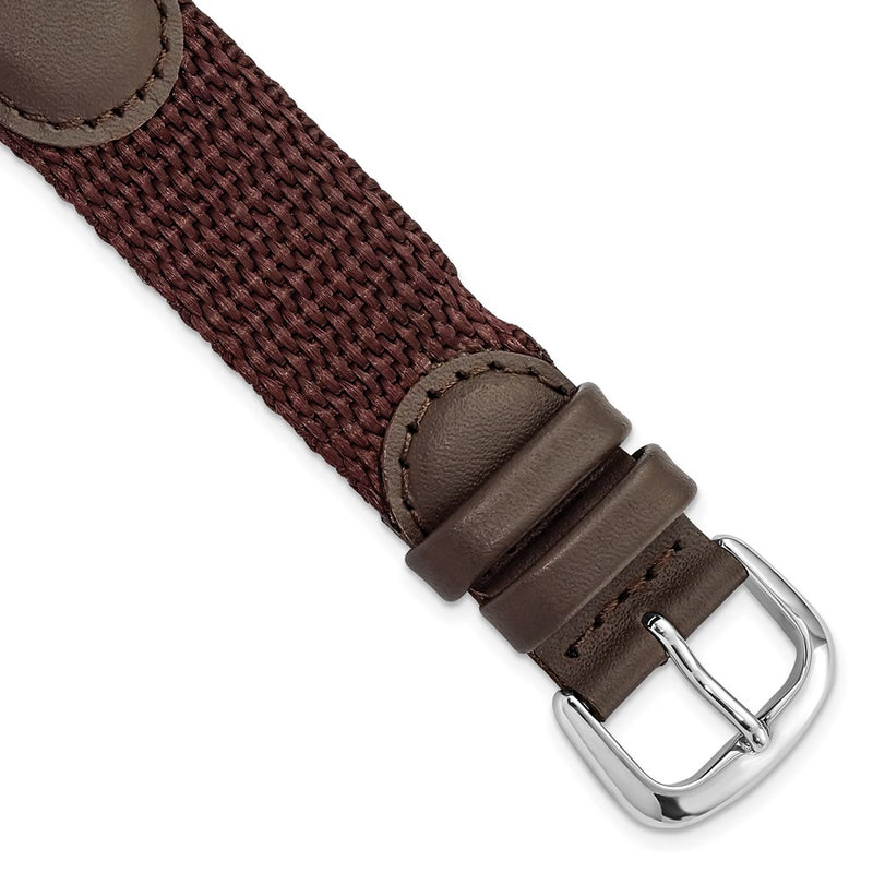 18mm Brown Army Style Nylon/Leather Steel Buckle Watch Band