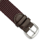 19mm Brown Army Style Nylon/Leather Steel Buckle Watch Band