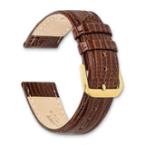DeBeer 12mm Havana Brown Snake Grain Leather with Gold-tone Buckle 6.75 inch Watch Band