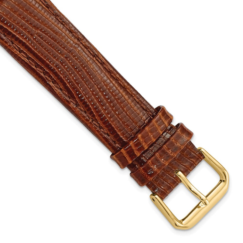 20mm Brown Snake Grain Leather Gold-tone Buckle Watch Band