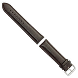 24mm Long Dark Brown Leather Chrono Silver-tone Buckle Watch Band