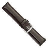 DeBeer 24mm Long Dark Brown Leather Chronograph with Silver-tone Buckle 8.5 inch Watch Band