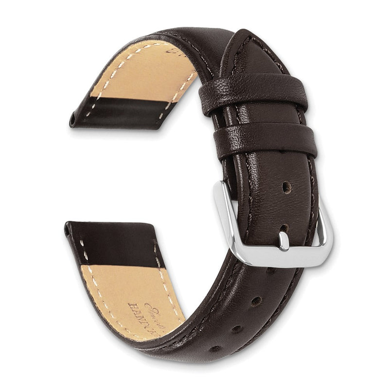 DeBeer 22mm Short Dark Brown Smooth Leather Chronograph with Silver-tone Buckle 6.75 inch Watch Band