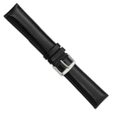 DeBeer 22mm Long Black Leather Chronograph with Silver-tone Buckle 8.5 inch Watch Band