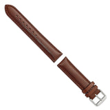 19mm Mahogany Brown Leather Chrono Silver-tone Buckle Watch Band