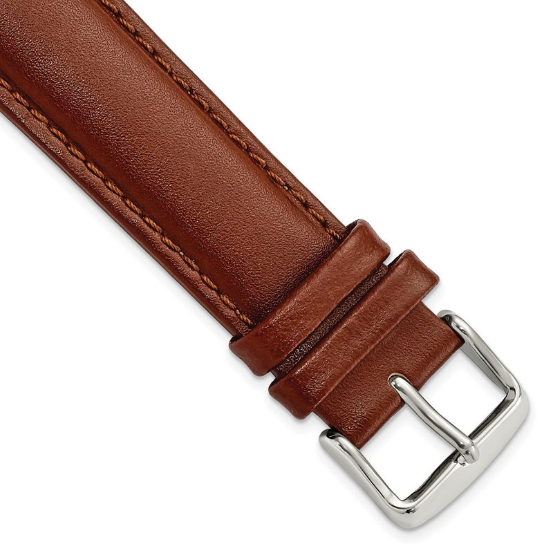 20mm Mahogany Brown Leather Chrono Silver-tone Buckle Watch Band