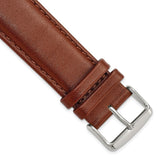 24mm Mahogany Brown Leather Chrono Silver-tone Buckle Watch Band