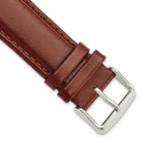 22mm Long Mahogany Brown Leather Chrono Silver-tone Buckle Watch Band