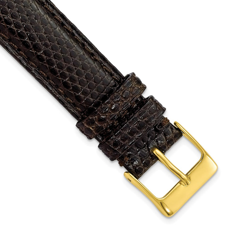 17mm Black Genuine Lizard Gold-tone Buckle Watch Band