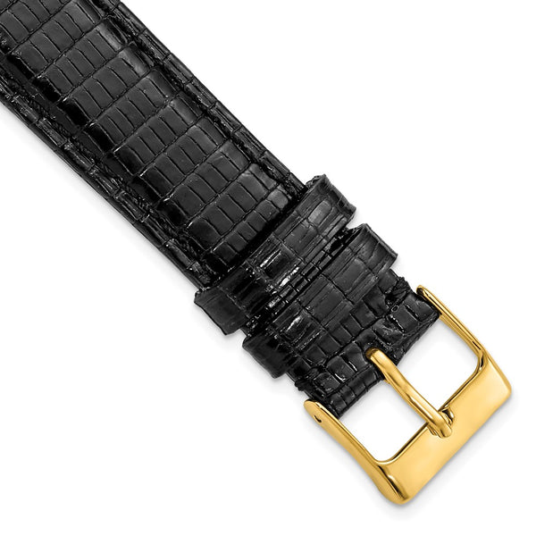 18mm Black Genuine Lizard Gold-tone Buckle Watch Band