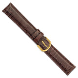 DeBeer 18mm Brown Genuine Lizard Leather with Gold-tone Buckle 7.5 inch Watch Band