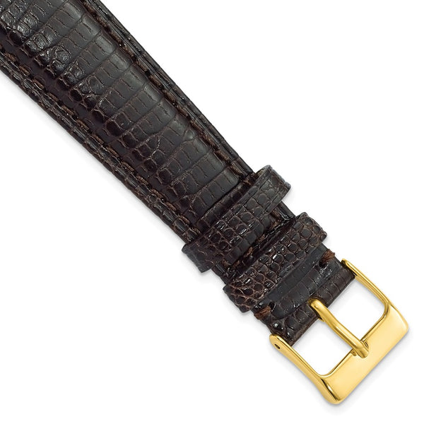 DeBeer 20mm Brown Genuine Lizard Leather with Gold-tone Buckle 7.5 inch Watch Band