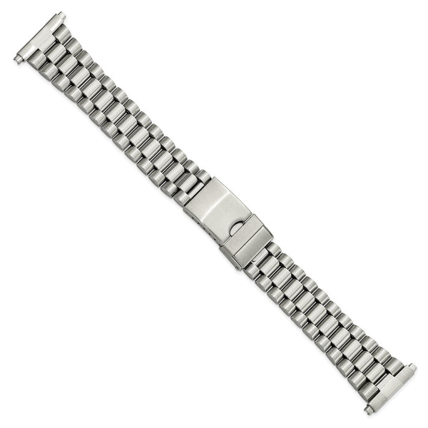 Gilden Long 22-26mm President-Style Satin and Polished Stainless Steel with Deployment Buckle 7 inch Watch Band