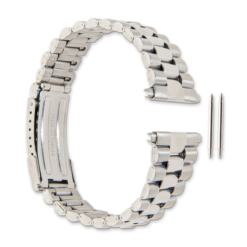 Gilden Long 22-26mm President-Style Satin and Polished Stainless Steel with Deployment Buckle 7 inch Watch Band