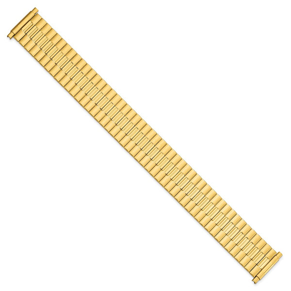 Gilden Mens Long 17-22mm Satin and Polished Yellow IP-plated Stainless Steel 7.25 inch Expansion Watch Band