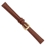 12mm Havana/Brown Lizard Grain Leather Gold-tone Buckle Watch Band