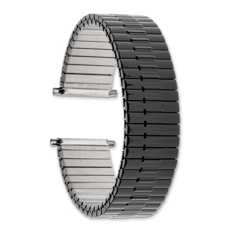 Gilden Mens Long 17-22mm Black-tone Expansion Watch Band