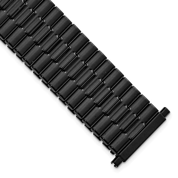 Gilden Mens Long 20-24mm Black Stainless Steel Expansion Watch Band