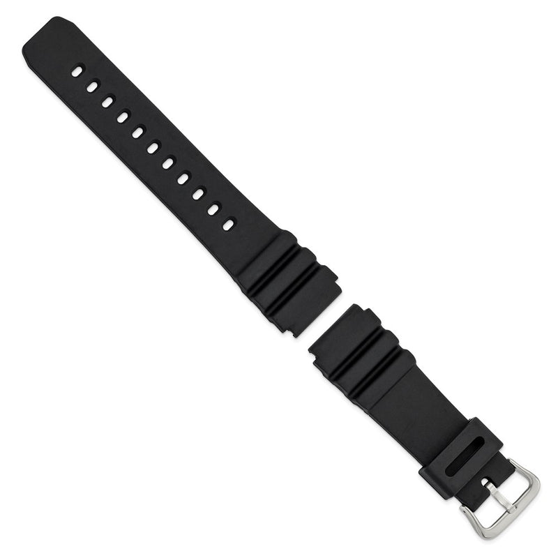 Gilden 22mm Black Polyurethane Sport with Stainless Steel Buckle 7.9 inch Watch Band