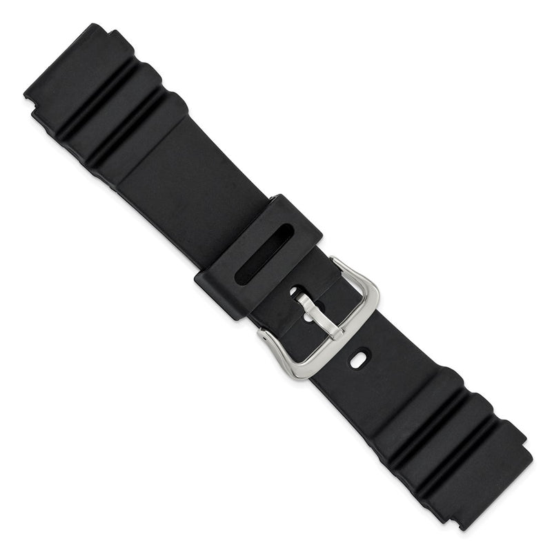 Gilden 22mm Black Polyurethane Sport Silver-tone Buckle Watch Band