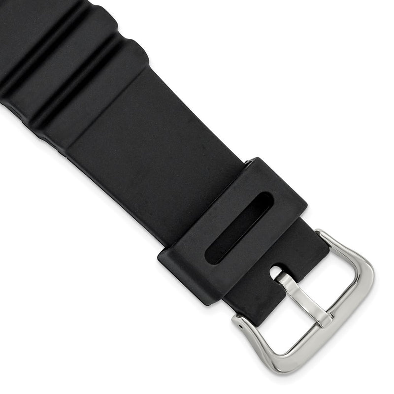 Gilden 22mm Black Polyurethane Sport Silver-tone Buckle Watch Band