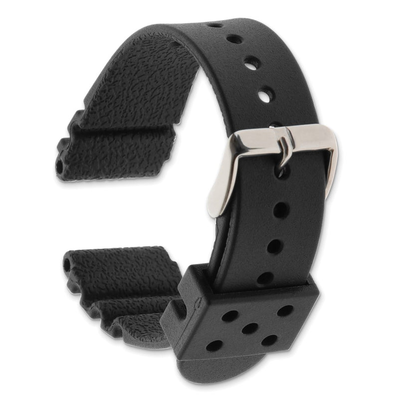 Gilden 22mm Black Polyurethane Sport Silver-tone Buckle Watch Band