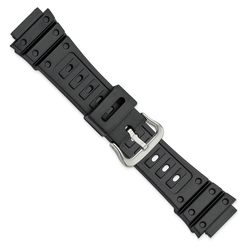 Gilden 22mm Black Polyurethane Sport Silver-tone Buckle Watch Band