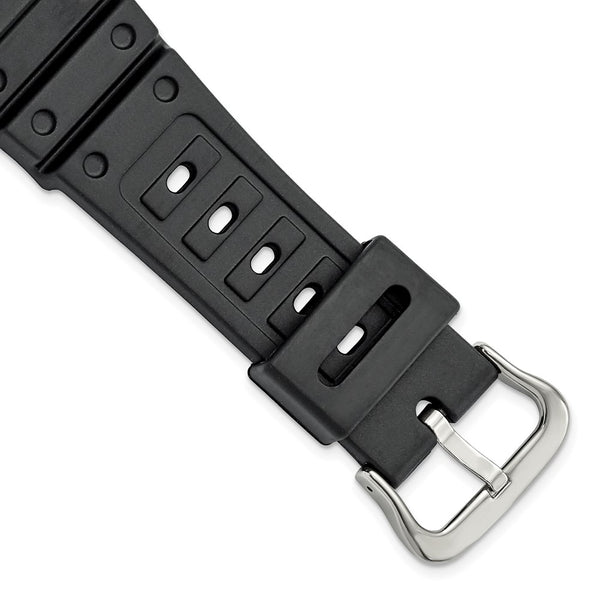 Gilden 22mm Black Polyurethane Sport Silver-tone Buckle Watch Band