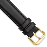 17mm Black Italian Leather Gold-tone Buckle Watch Band