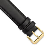 DeBeer 18mm Black Italian Leather with Gold-tone Buckle 7.5 inch Watch Band