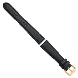 DeBeer 19mm Black Italian Leather with Gold-tone Buckle 7.5 inch Watch Band