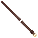 DeBeer 10mm Dark Brown Italian Leather with Gold-tone Buckle 6.75 inch Watch Band