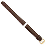 14mm Dark Brown Italian Leather Gold-tone Buckle Watch Band