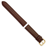 DeBeer 19mm Dark Brown Italian Leather with Gold-tone Buckle 7.5 inch Watch Band