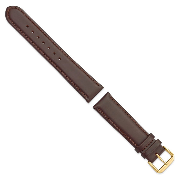 20mm Dark Brown Italian Leather Gold-tone Buckle Watch Band