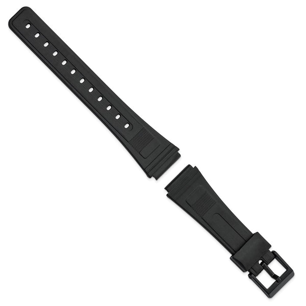 Gilden 19mm Black Polyurethane Sport Black Buckle Watch Band