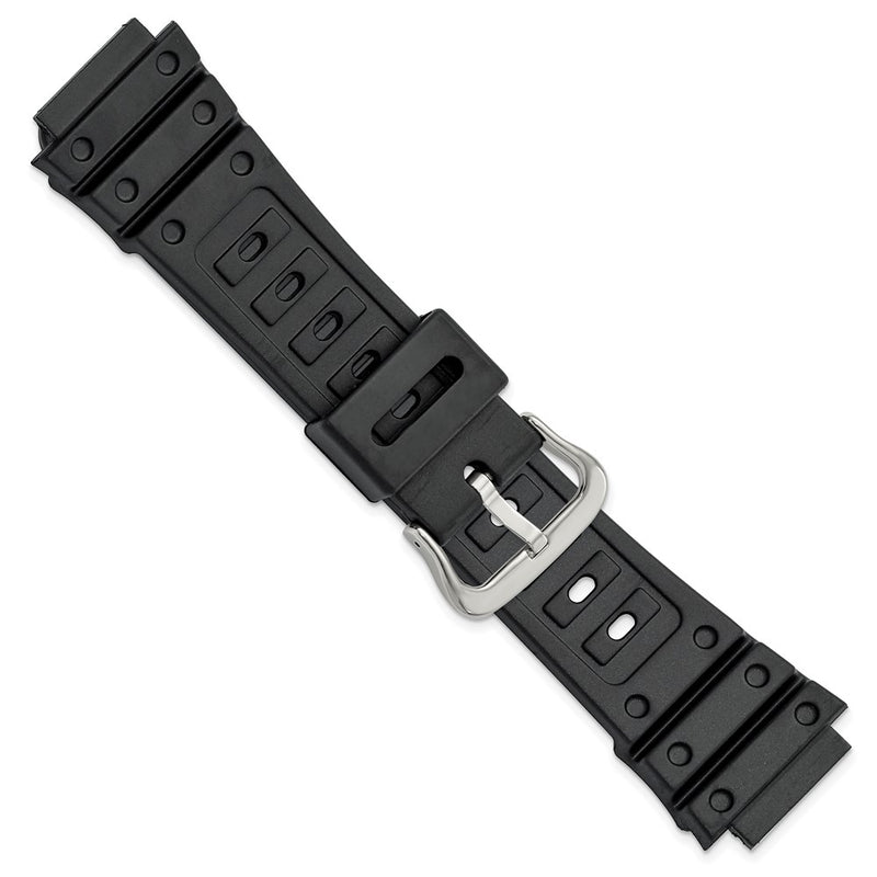 Gilden 18mm Black Polyurethane Sport Silver-tone Buckle Watch Band