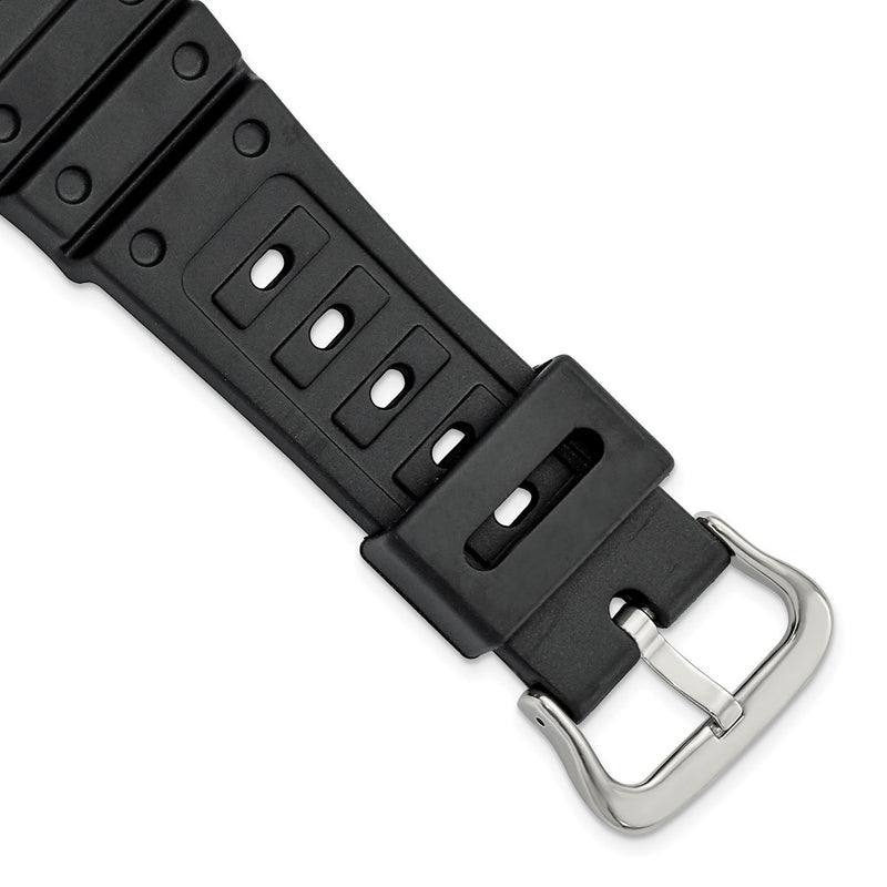 Gilden 18mm Black Polyurethane Sport Silver-tone Buckle Watch Band