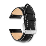 24mm Black Oil-tanned Leather Gold-tone Buckle Watch Band