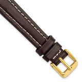 14mm Dark Brown Oil-tanned Leather Gold-tone Buckle Watch Band