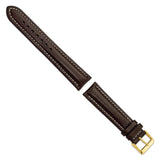 DeBeer 20mm Dark Brown Oil-tanned Leather with White Stitching and Gold-tone Buckle 7.5 inch Watch Band